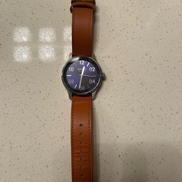 Nixon Brown Leather Strap Watch with Blue Dial - Picture 1 of 4